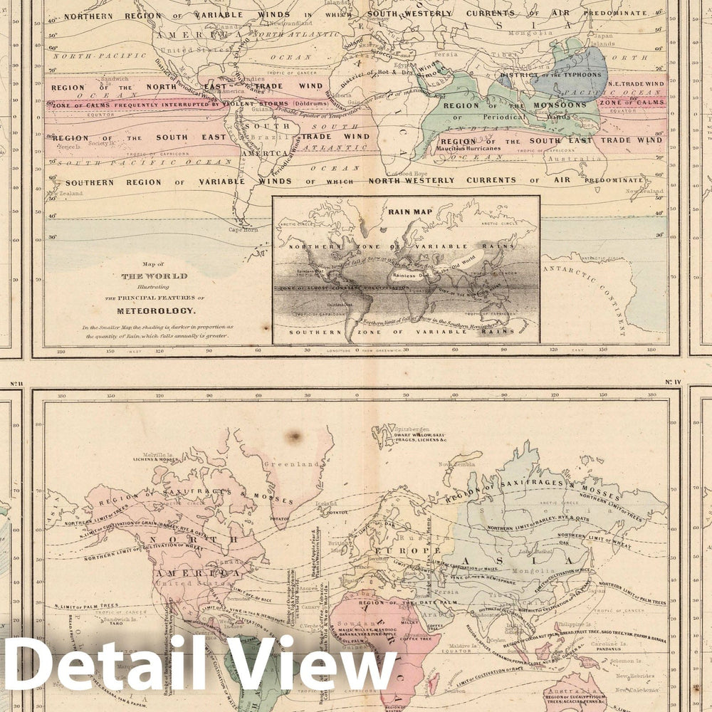 Historic Map : 1866 Map of the World. - Vintage Wall Art