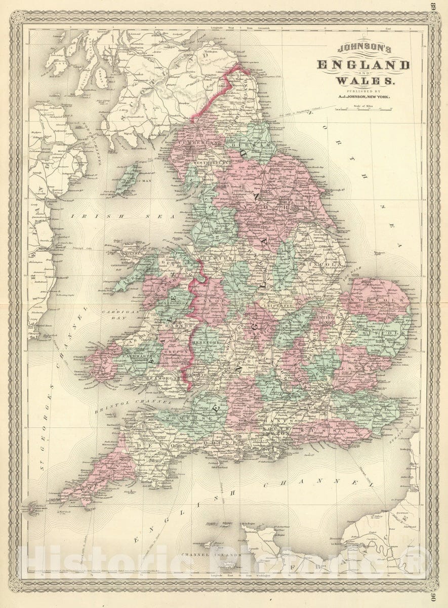 Historic Map : 1886 England and Wales. v2 - Vintage Wall Art