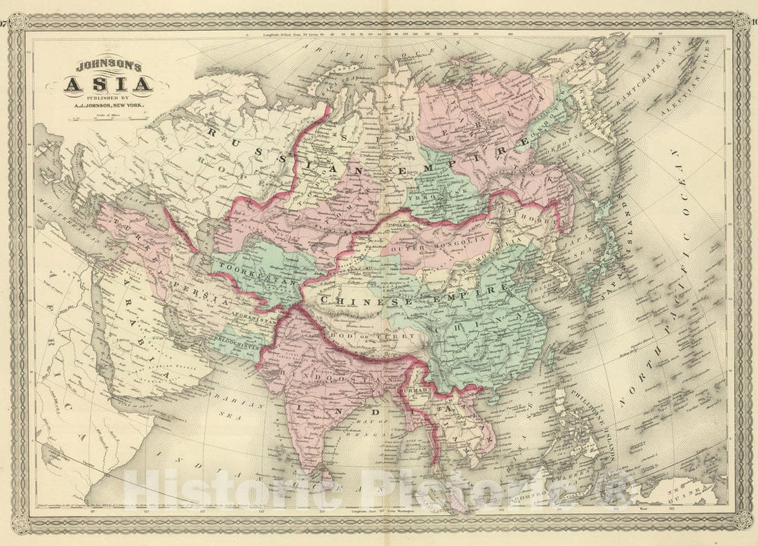 Historic Map : 1886 Asia. v2 - Vintage Wall Art