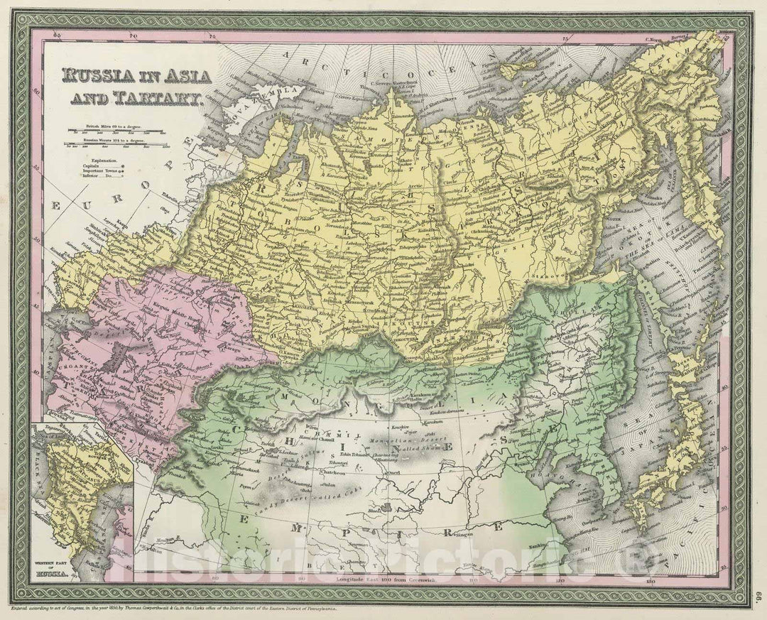 Historic Map : 1855 Russia in Asia and Tartary - Vintage Wall Art