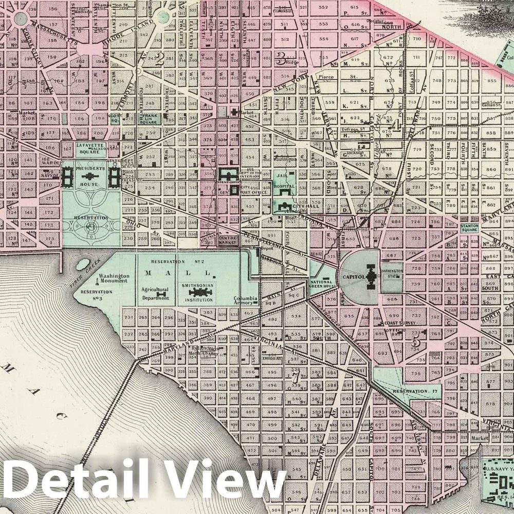 Historic Map : 1874 Georgetown and Washington D.C. - Vintage Wall Art