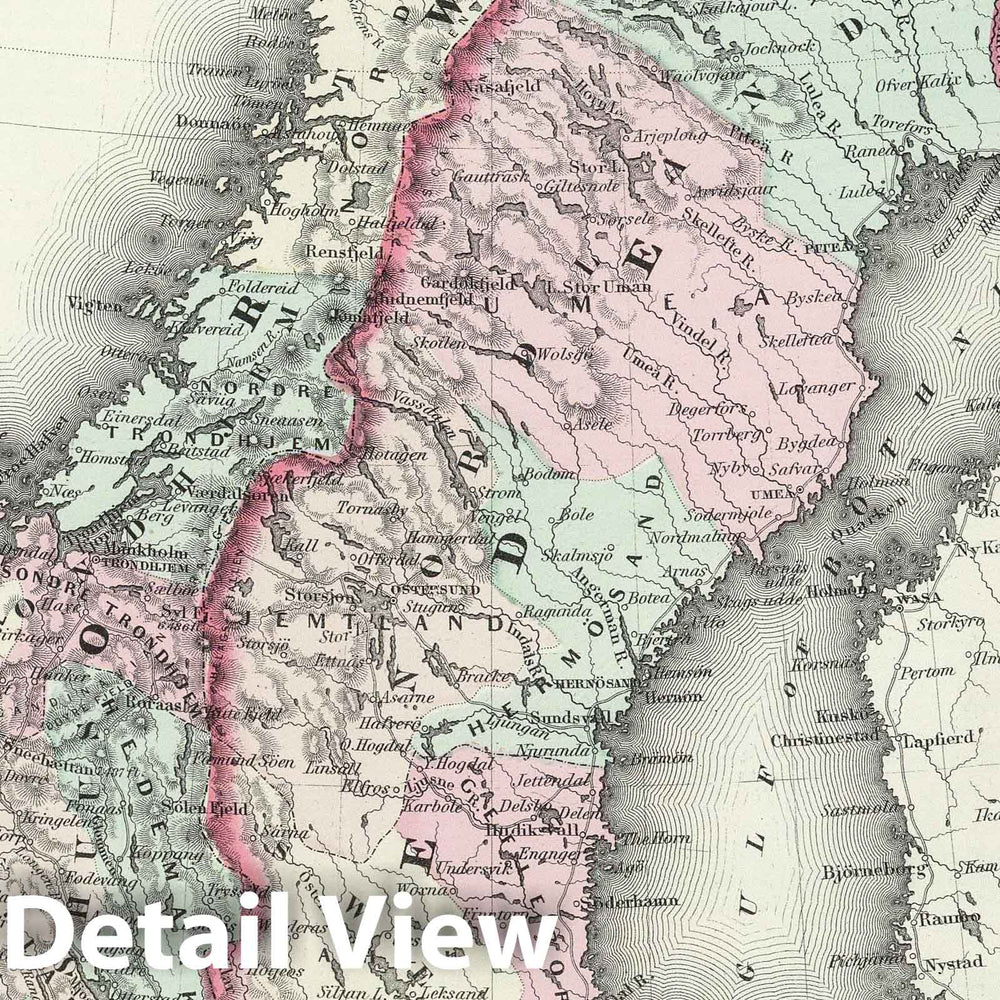 Historic Map : 1874 Sweden and Norway. - Vintage Wall Art