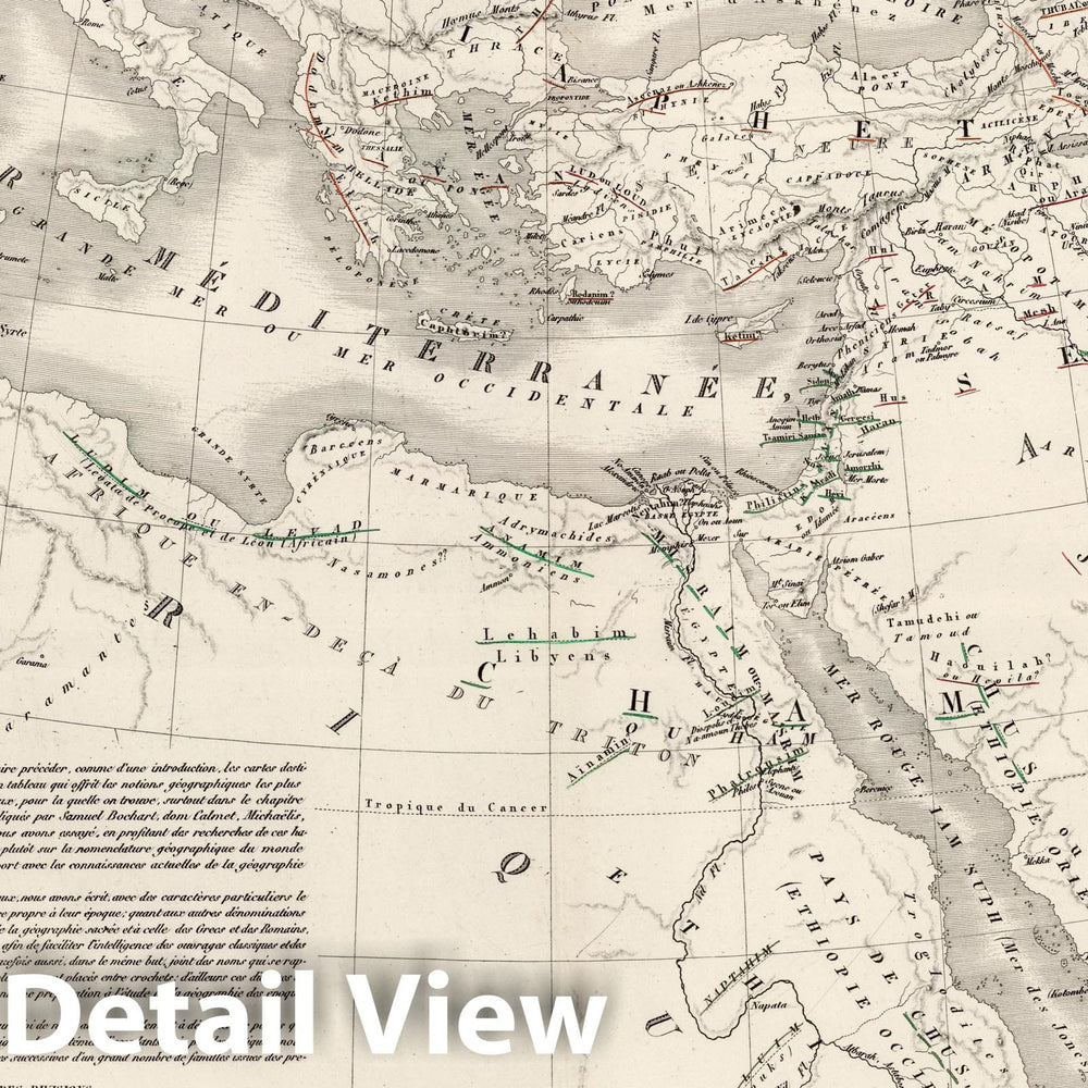 Historic Map : Mediterranean 1875 Monde Connu des Hebreux. , Vintage Wall Art