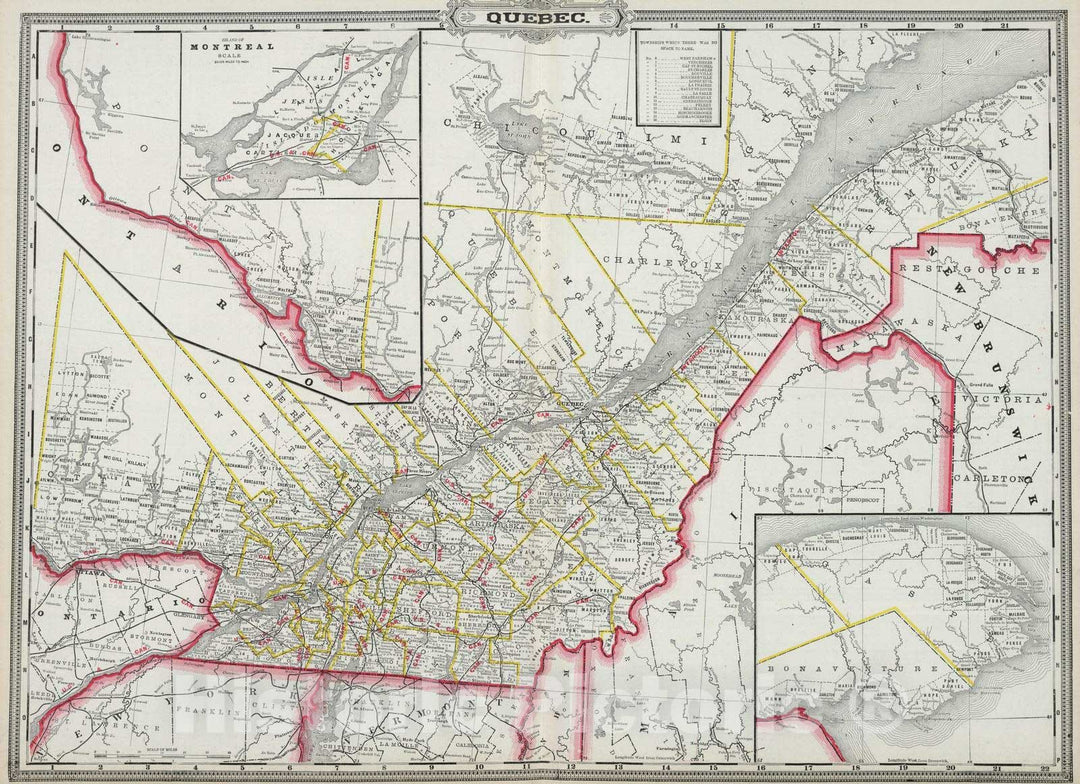 Historic Map : 1889 Quebec. - Vintage Wall Art