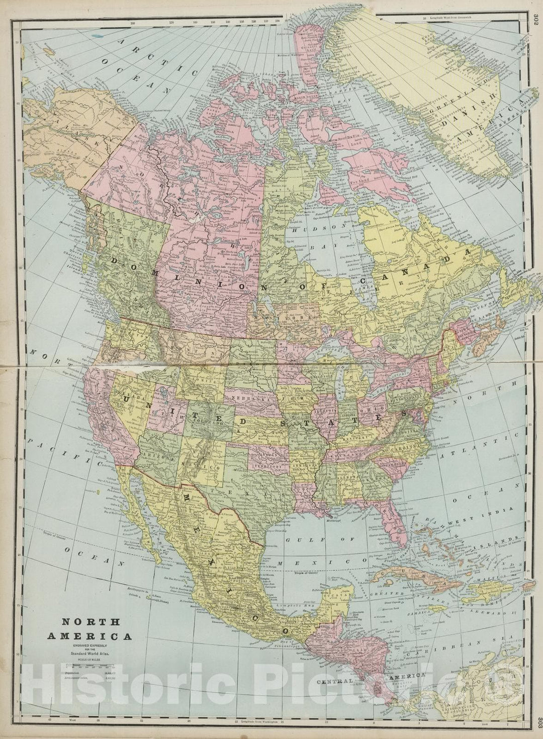 Historic Map : 1889 North America : Vintage Wall Art