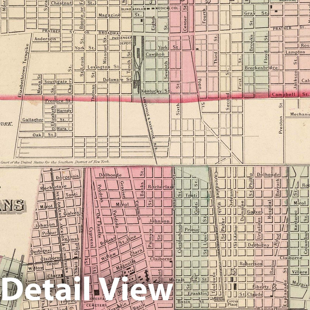 Historic Map : 1866 Louisville, Kentucky. New Orleans, Louisiana. - Vintage Wall Art