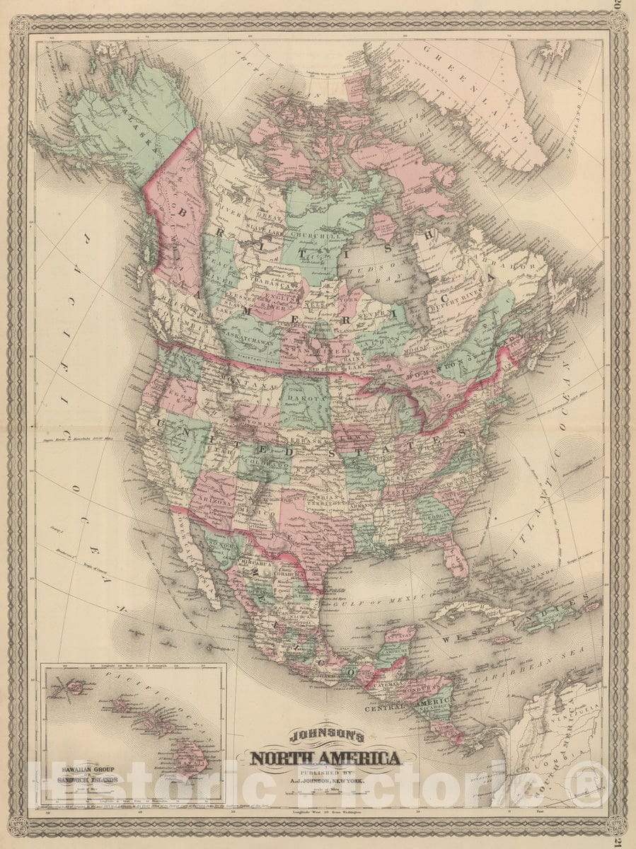 Historic Map : 1886 North America. v2 - Vintage Wall Art