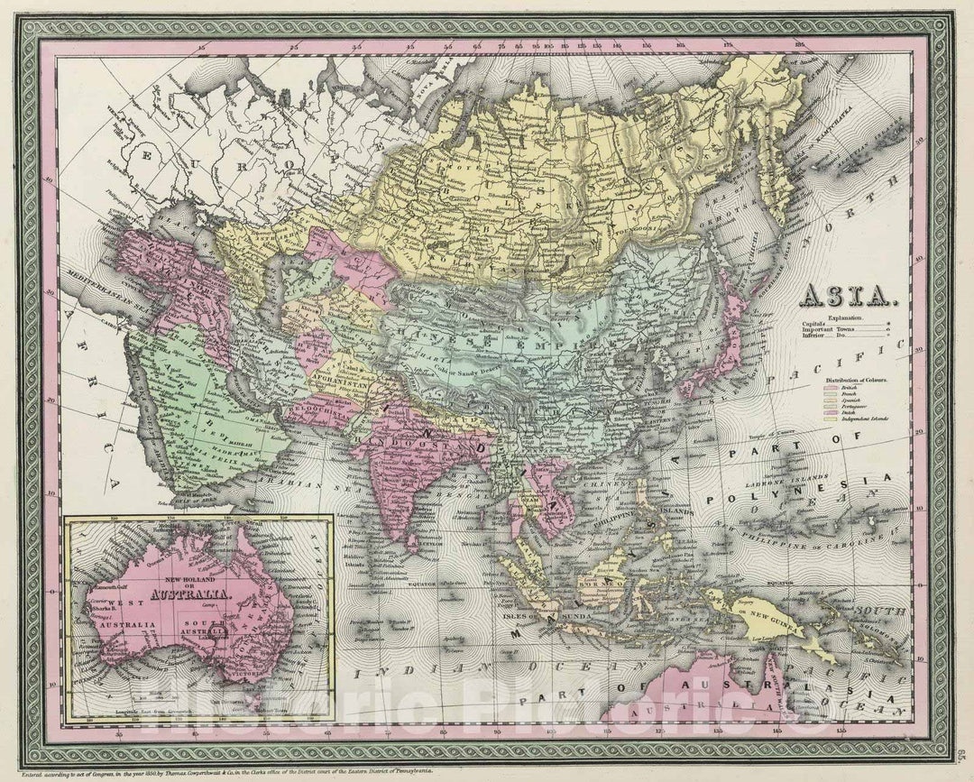 Historic Map : 1855 Asia - Vintage Wall Art