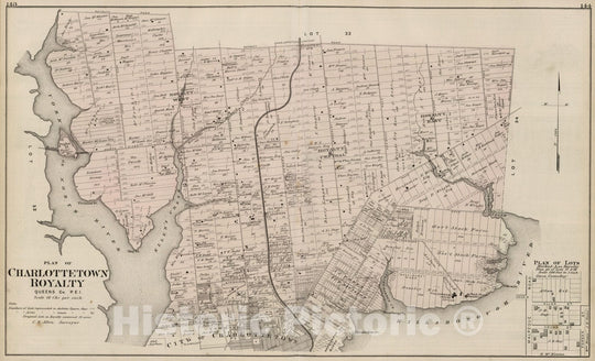 Historic Map : 1880 Plan of Charlottetown Royalty, Queens Co, P.E.I. - Vintage Wall Art