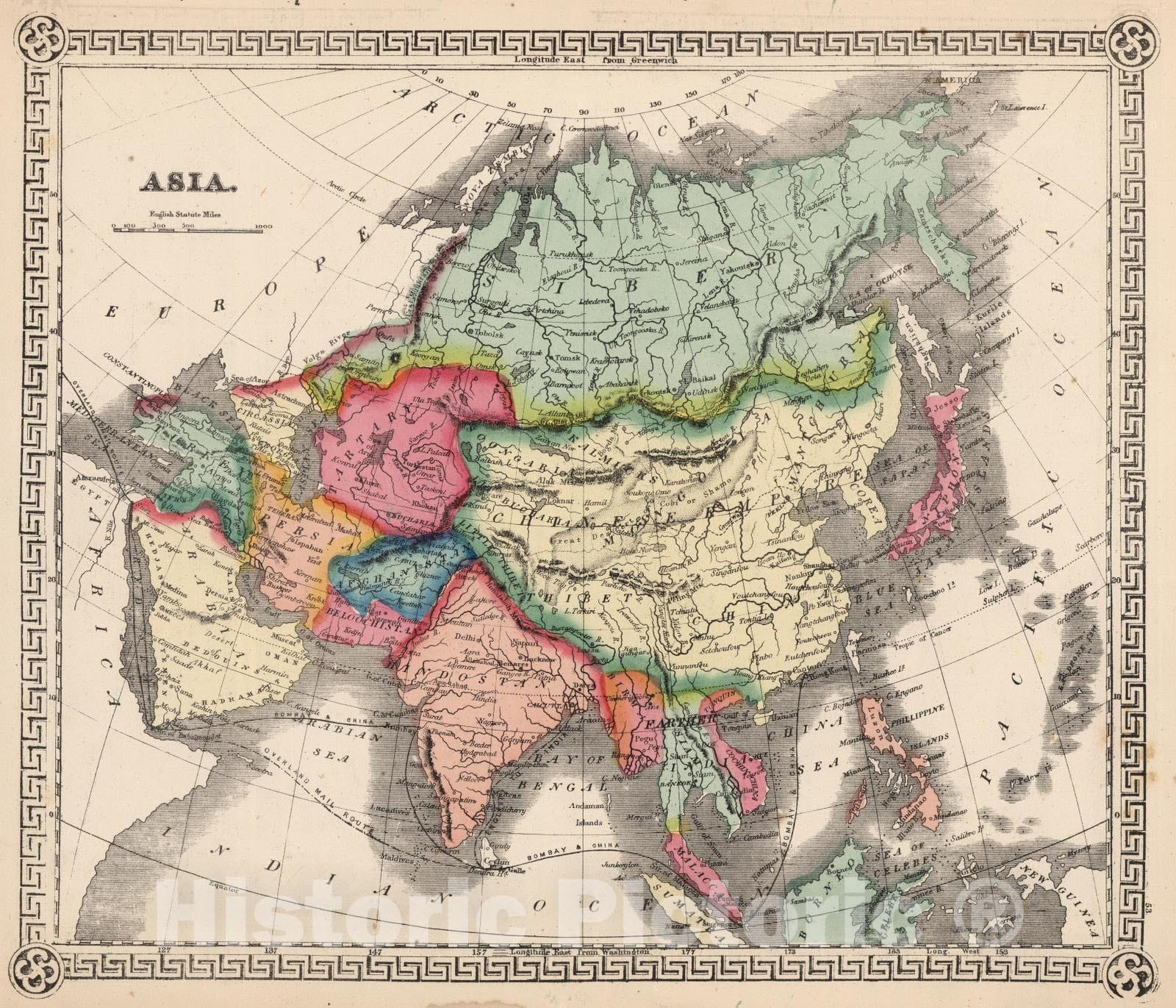 Historic Map : 1865 Asia. v4 - Vintage Wall Art