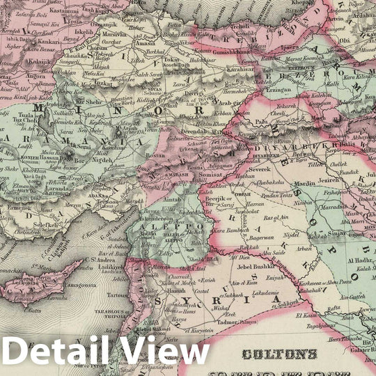 Historic Map : 1874 Turkey in Asia and the Caucasian Provinces of Russia. - Vintage Wall Art