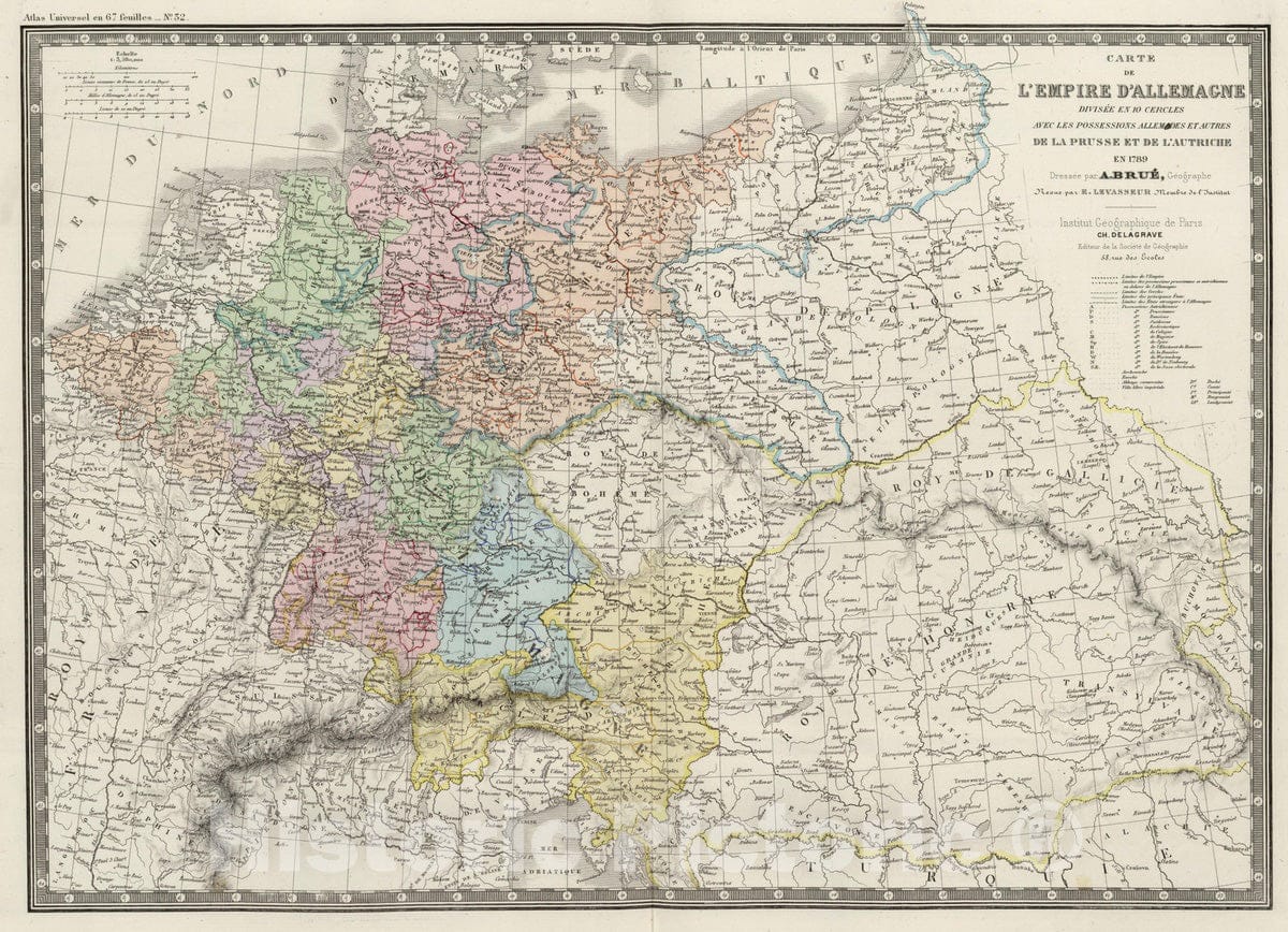 Historic Map : Germany; Poland, 1875 Allemagne en 1789. , Vintage Wall Art