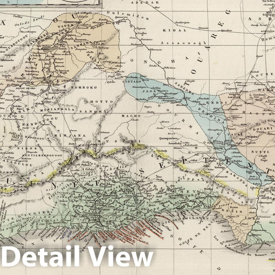 Historic Map : Nigeria; Ghana; Liberia; Guinea, West Africa 1875 Senegambie, Soudan, Guinee. , Vintage Wall Art