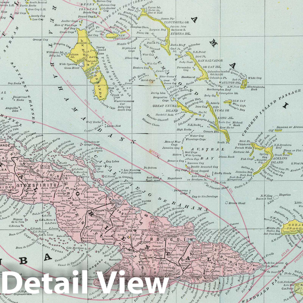 Historic Map : 1889 Cuba, Jamaica and San Domingo. - Vintage Wall Art