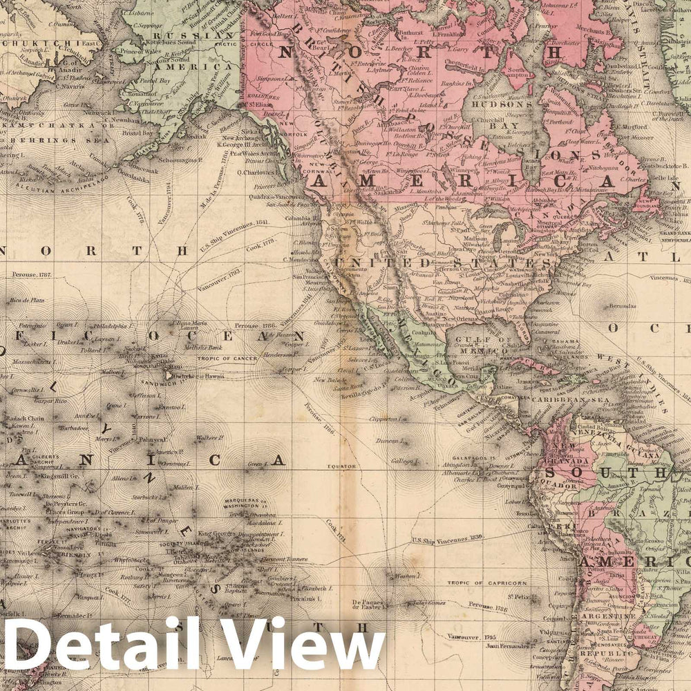 Historic Map : 1866 Colton's Map of the World. - Vintage Wall Art