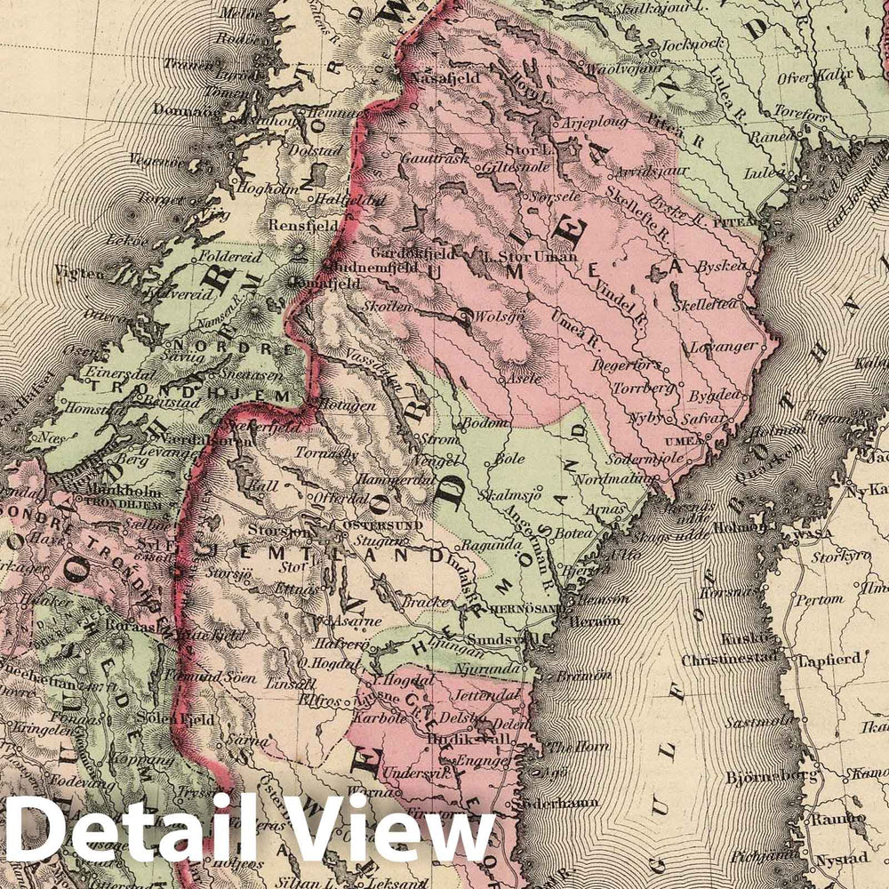 Historic Map : 1866 Sweden and Norway. - Vintage Wall Art