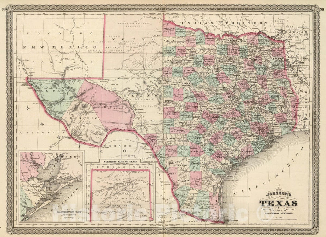 Historic Map : 1886 Texas. v3 - Vintage Wall Art