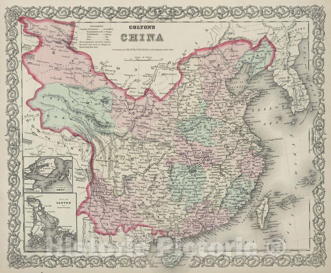 Historic Map : 1874 China. - Vintage Wall Art