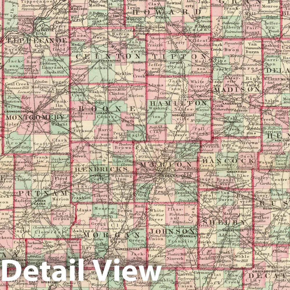 Historic Map : 1886 Indiana. v1 - Vintage Wall Art