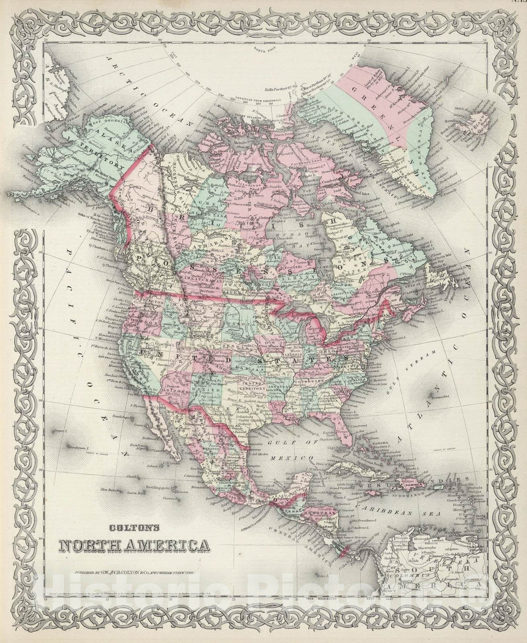 Historic Map : 1874 North America. v1 - Vintage Wall Art