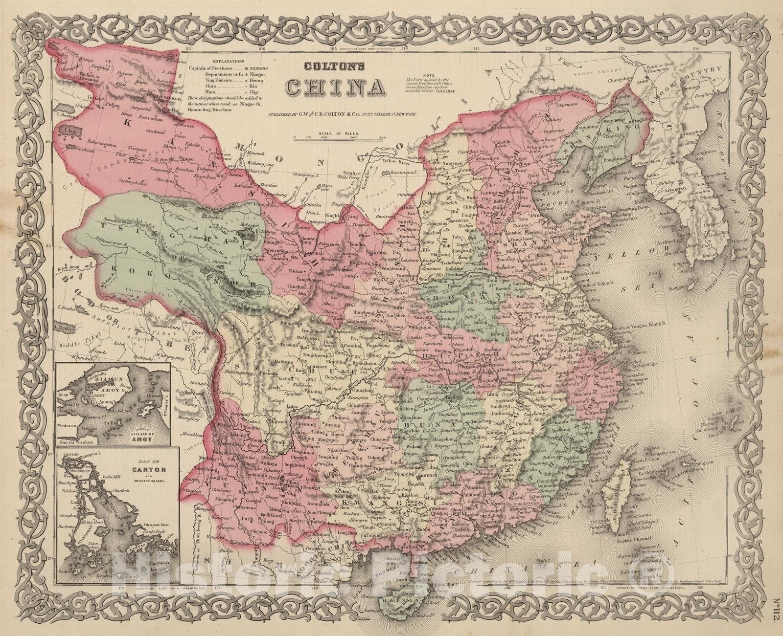 Historic Wall Map : China, East Asia 1866 Hindostan or British India. , Vintage Wall Art