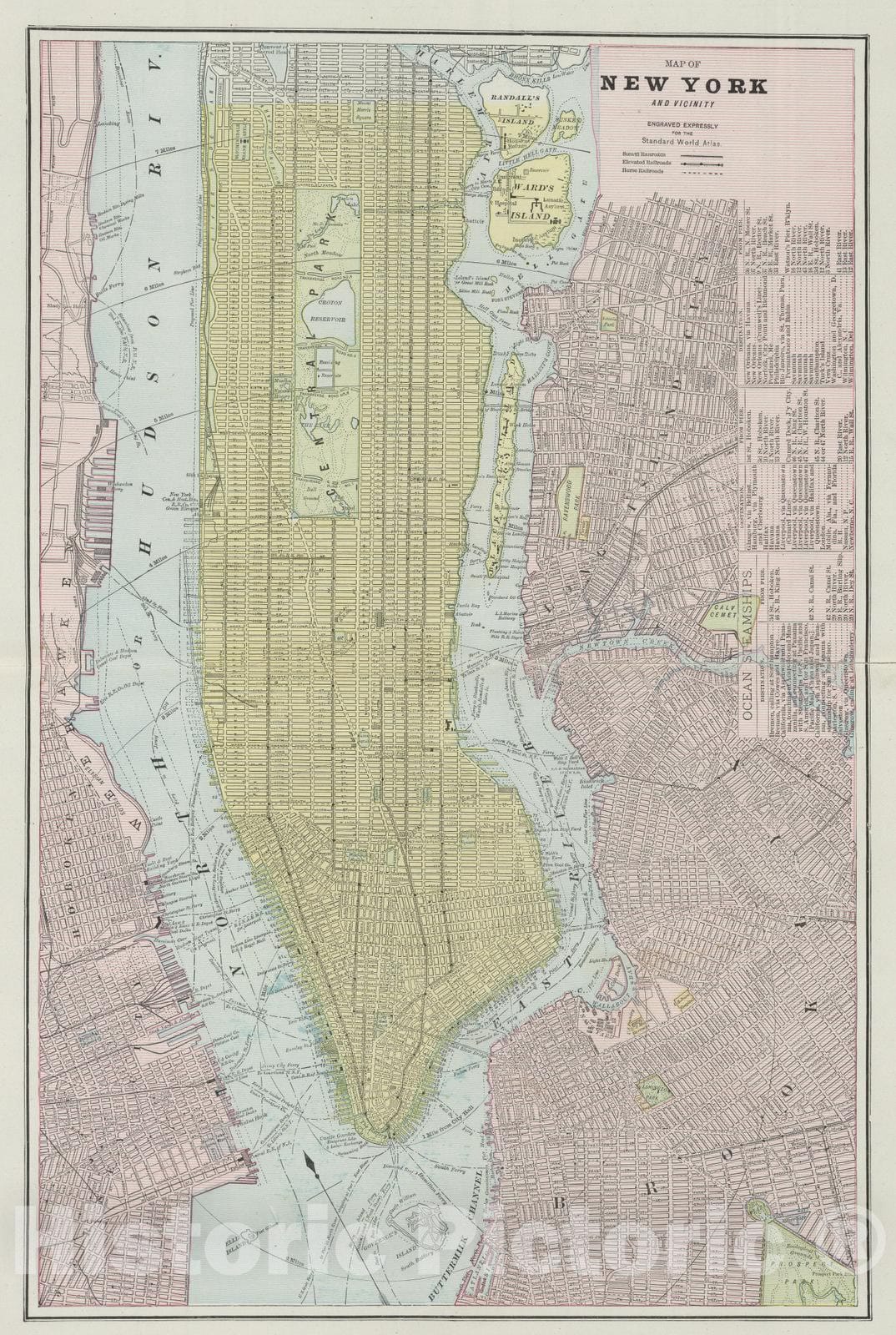 Historic Wall Map : 1889 New York (City) and Vicinity. - Vintage Wall Art