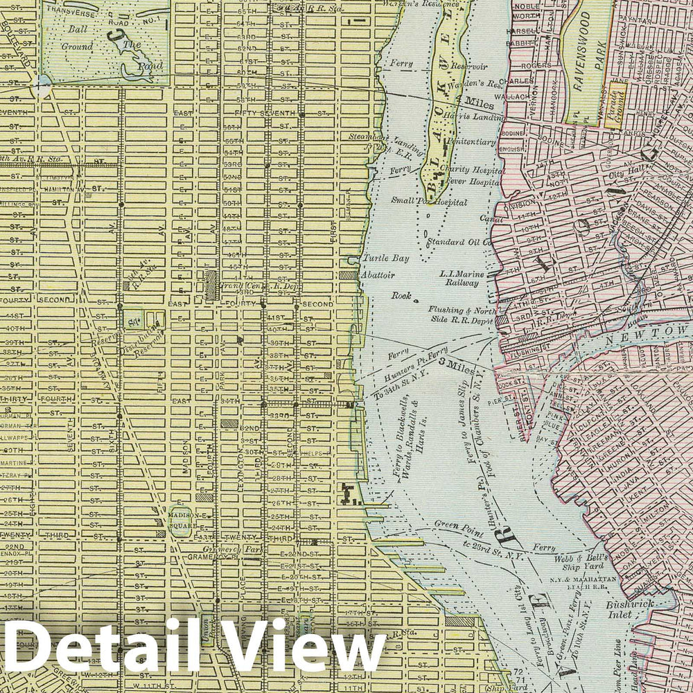 Historic Wall Map : 1889 New York (City) and Vicinity. - Vintage Wall Art