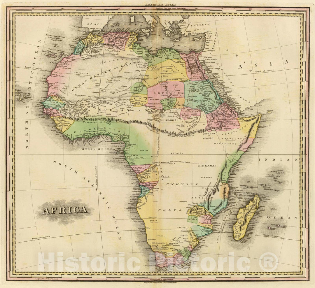 Historic Map : 1825 Africa. - Vintage Wall Art