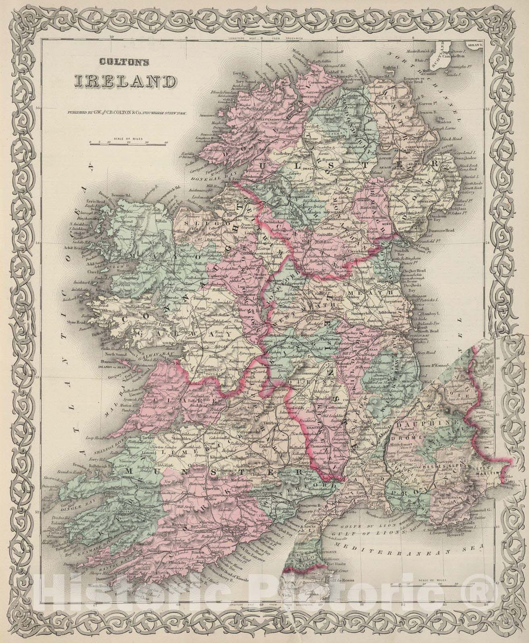 Historic Map : 1886 Ireland. - Vintage Wall Art