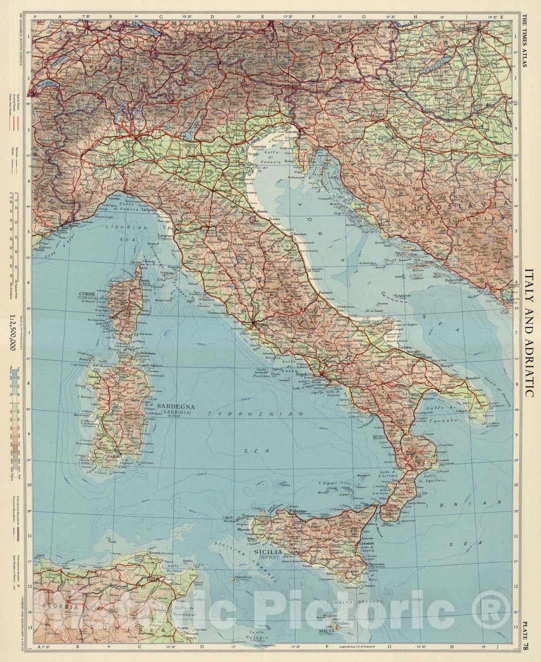 Historic Map : 1956 Italy and Adriatic, Plate 78, V. IV - Vintage Wall Art