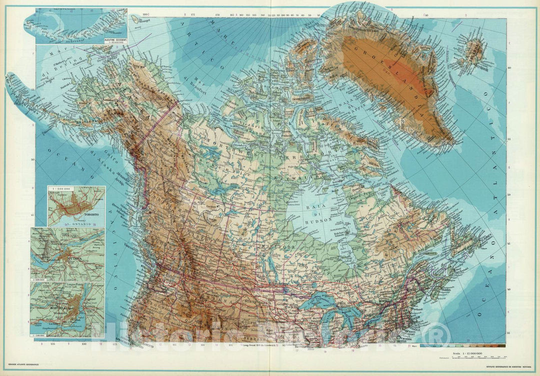 Historic Map : 1952 Canada, Alaska, Greenland. - Vintage Wall Art