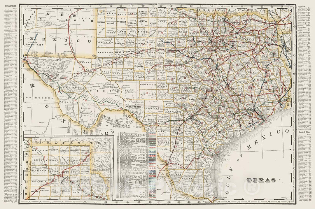 Historic Map : 1901 Texas. - Vintage Wall Art