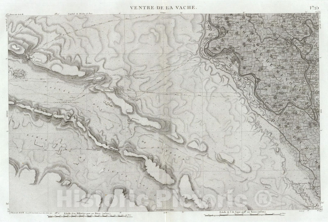 Historic Map : Egypt, 1826 25 Ventre de la Vache. , Vintage Wall Art