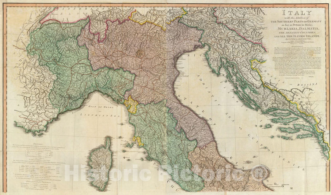 Historic Map : 1800 Italy N. - Vintage Wall Art