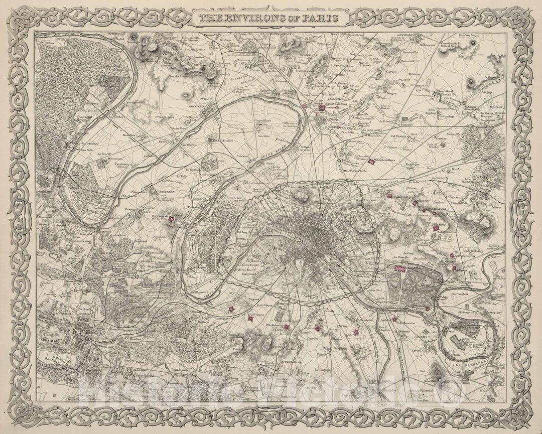 Historic Map : Paris , France, 1886 Paris. , Vintage Wall Art