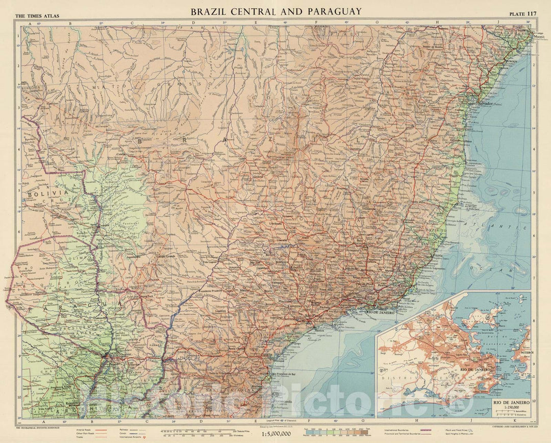 Historic Map : 1957 Brazil Central and Paraguay, Plate 117, Vol. V - Vintage Wall Art