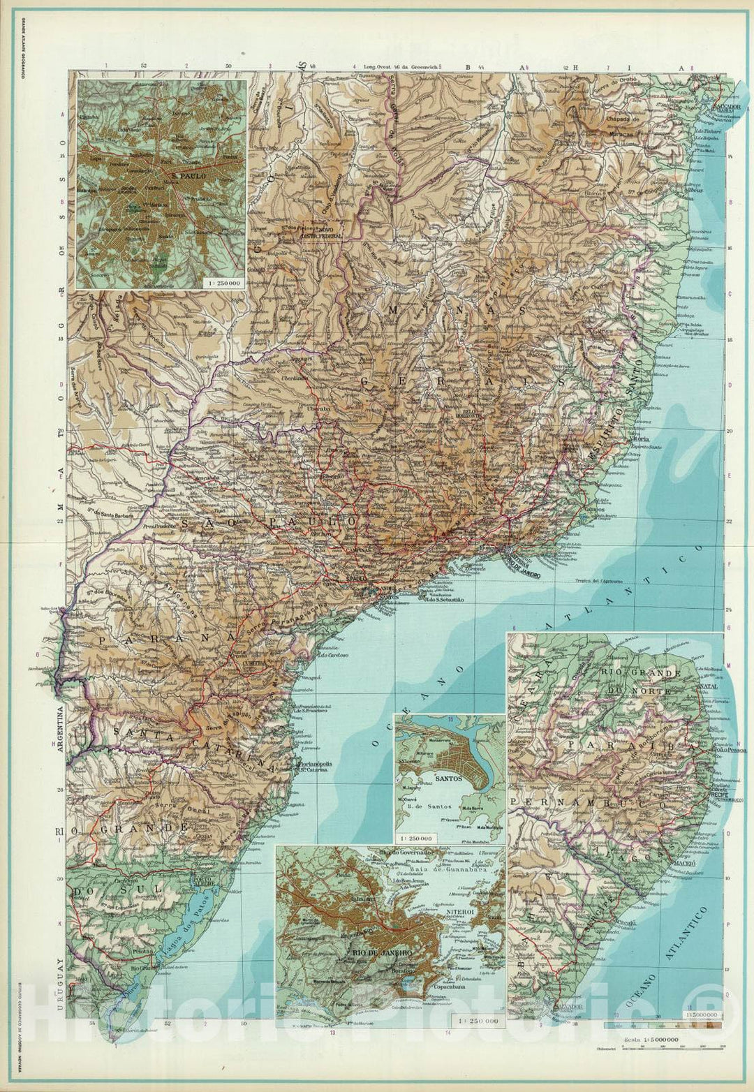 Historic Map : 1952 Brazil. - Vintage Wall Art