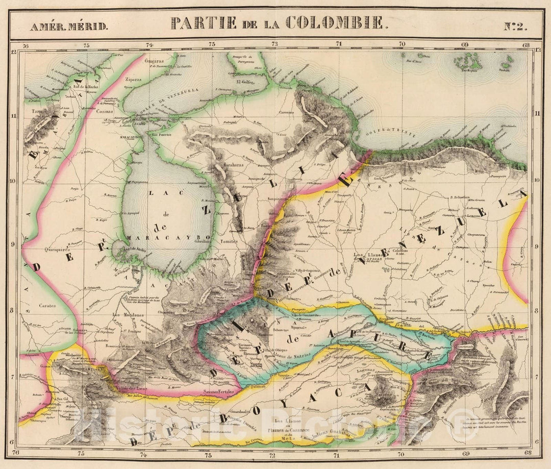 Historic Map : Colombia; Venezuela, 1827 Partie, Colombie. Amer. Merid. 2. , Vintage Wall Art