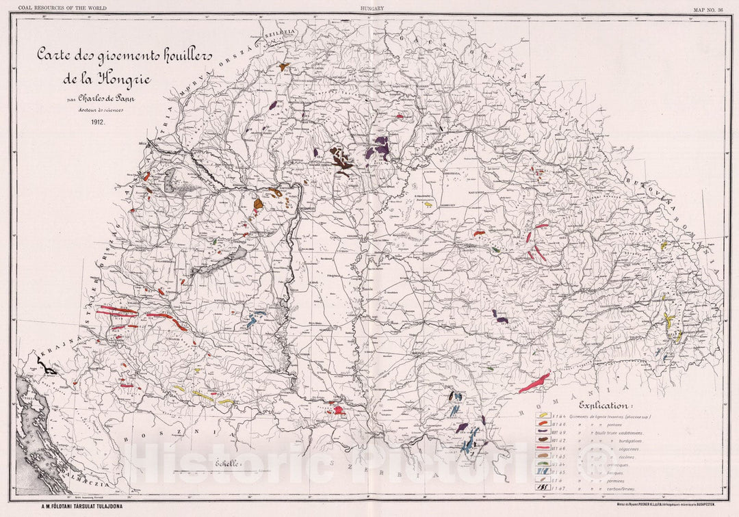 Historic Map : Geologic Atlas - 1912 Hongrie. Coal Resources of the World. - Vintage Wall Art