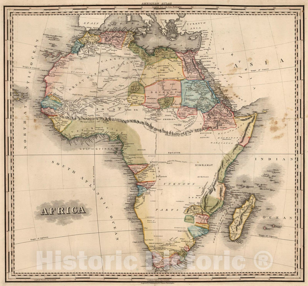 Historic Map : 1823 Africa. v1 - Vintage Wall Art