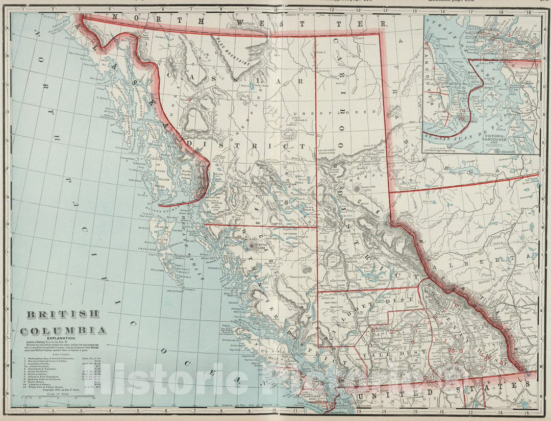 Historic Map : 1901 British Columbia. - Vintage Wall Art