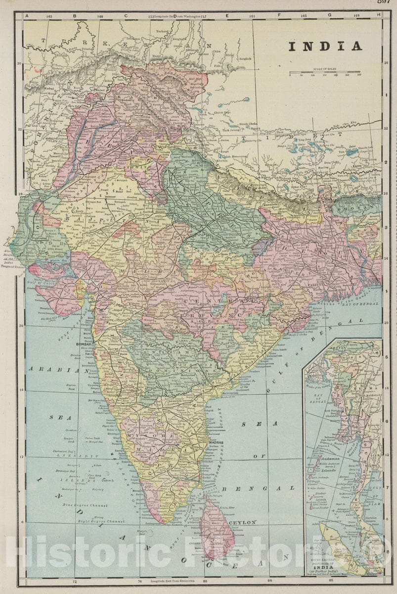 Historic Map : 1901 India. - Vintage Wall Art