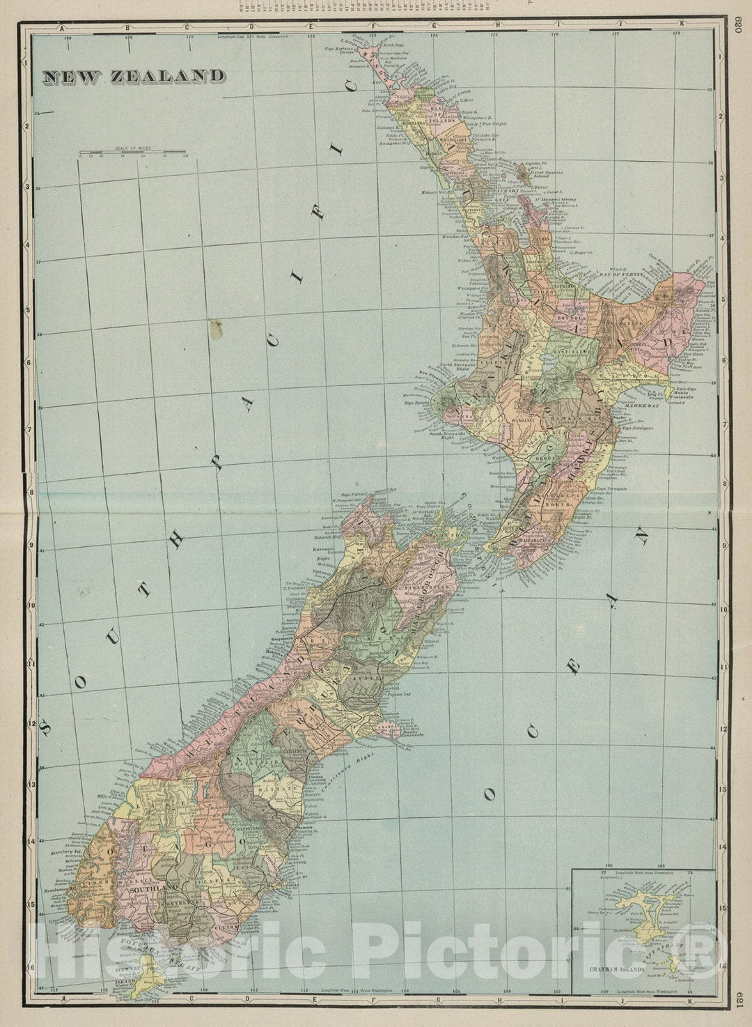 Historic Map : 1901 New Zealand. v1 - Vintage Wall Art