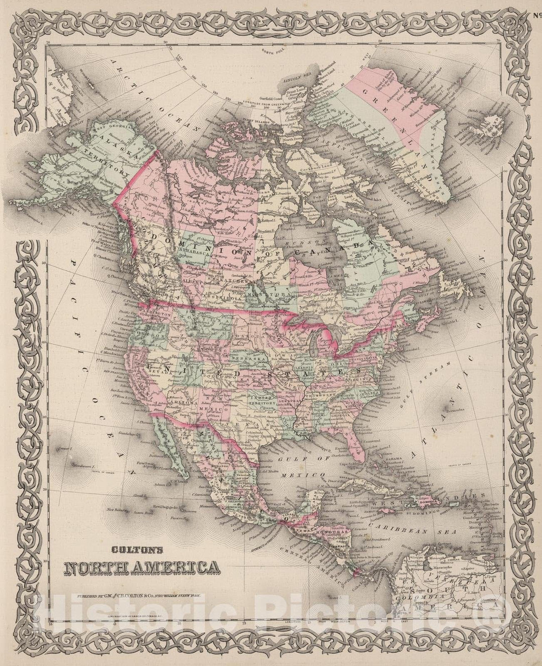 Historic Map : 1886 North America. v3 - Vintage Wall Art