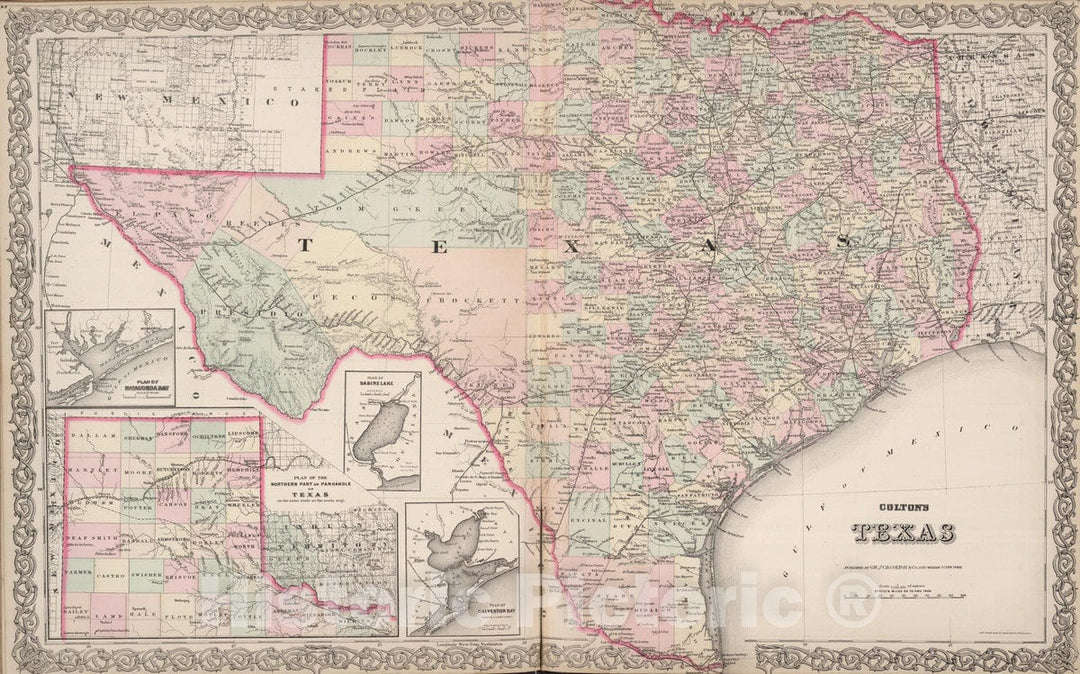 Historic Map : 1886 Texas. v1 - Vintage Wall Art