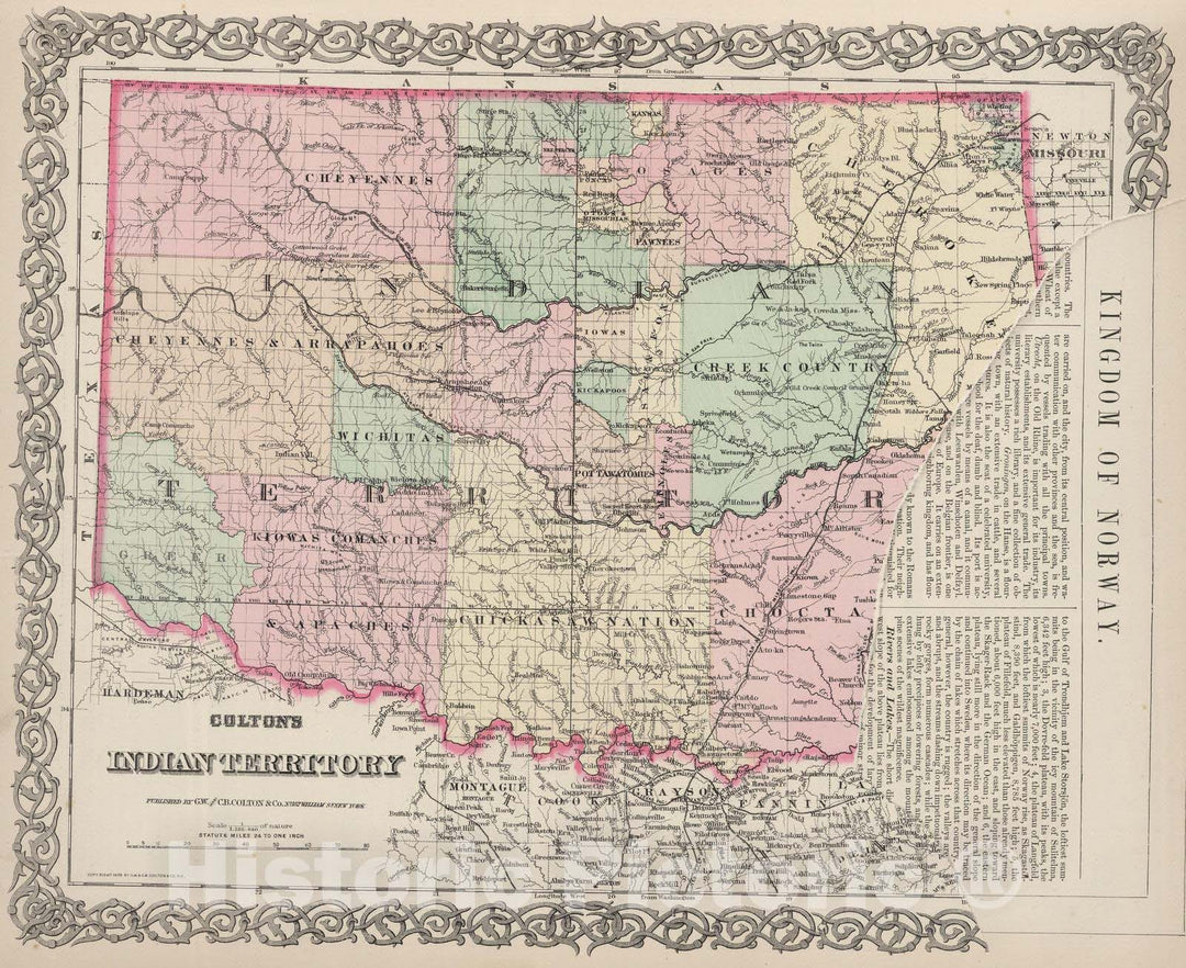 Historic Map : 1886 Indian Territory. v2 - Vintage Wall Art