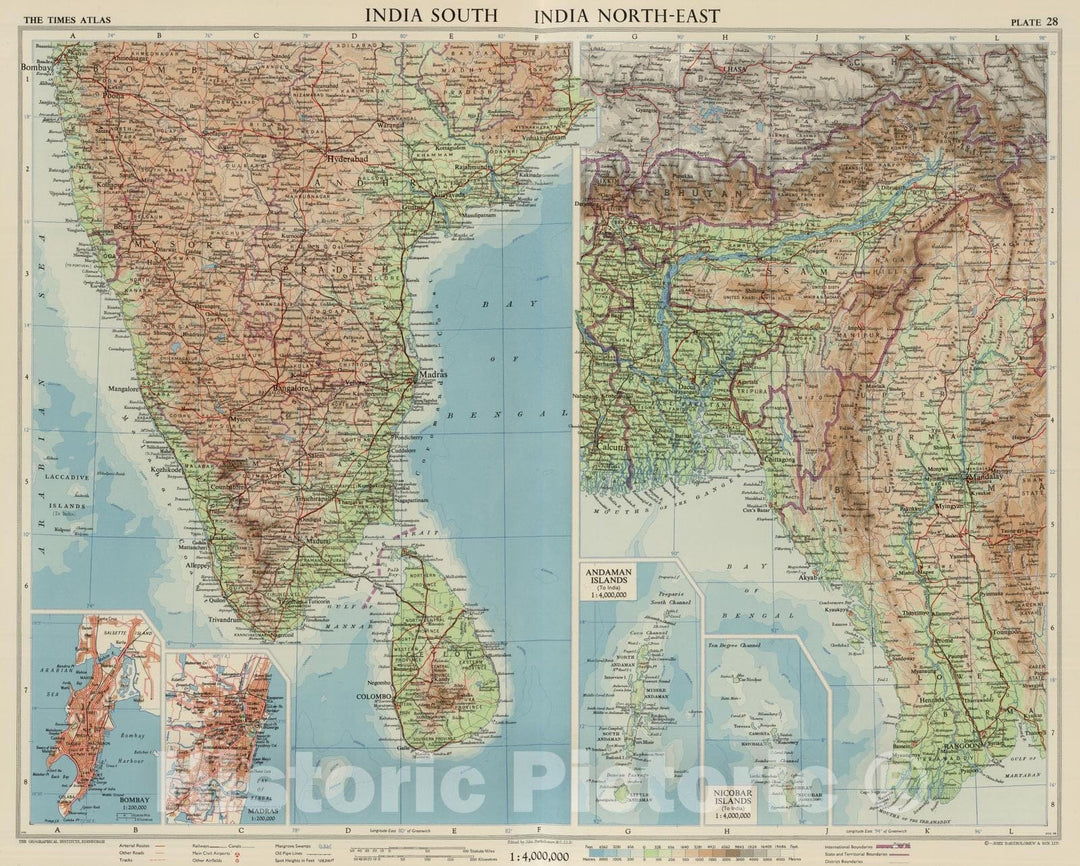 Historic Map : 1959 India South, India North-East. Plate 28, V. II - Vintage Wall Art