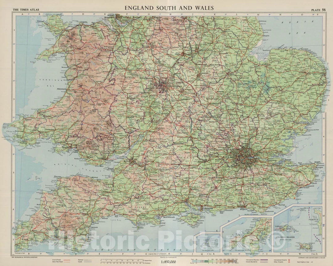 Historic Map : 1955 England South and Wales, Plate 56, V. III - Vintage Wall Art