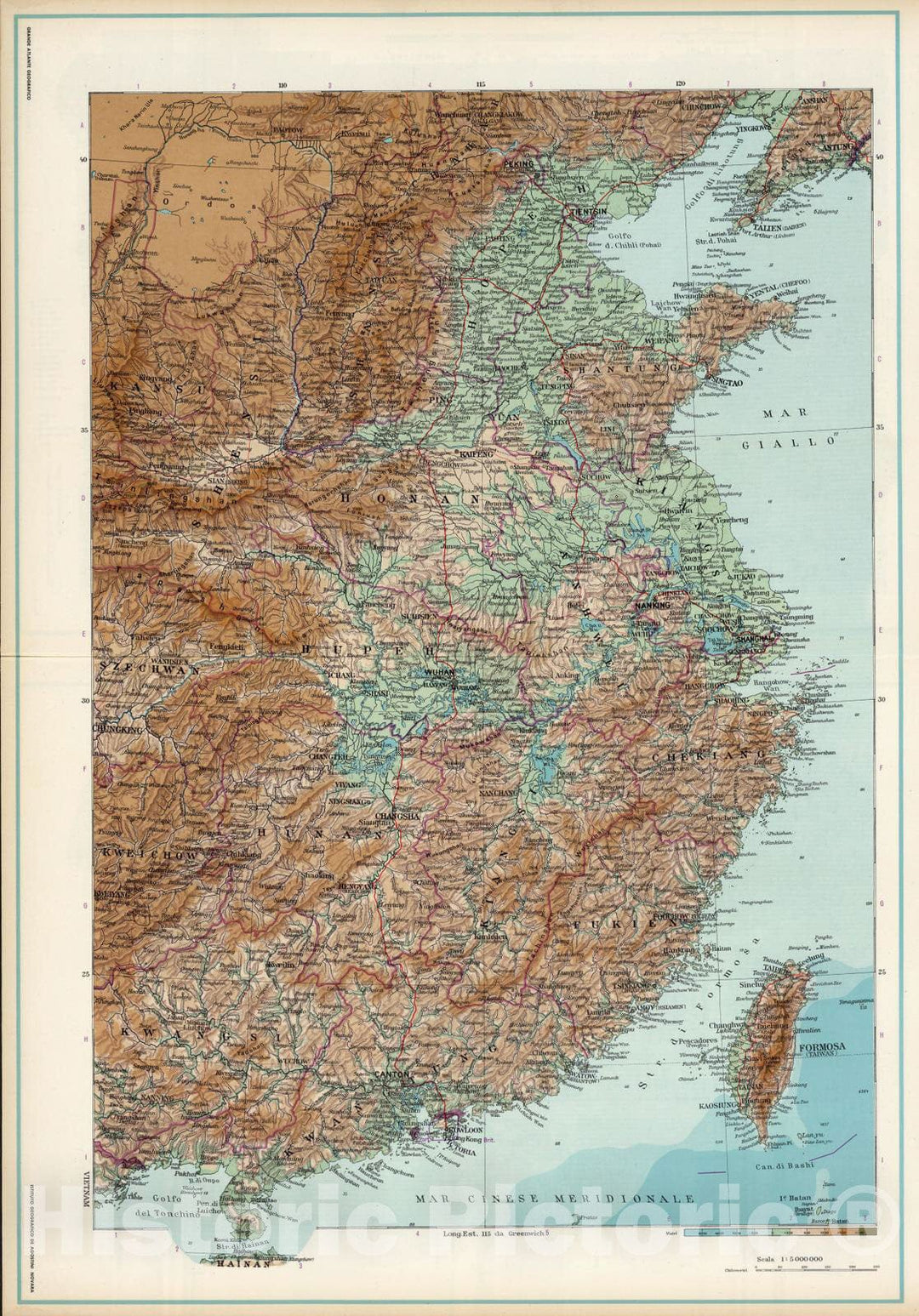 Historic Map : China; Taiwan, 1952 Cina, Orientale. , Vintage Wall Art