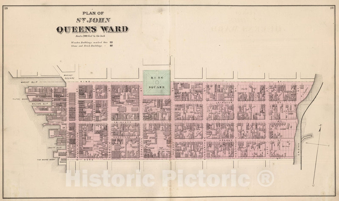 Historic Map : 1875 Plan of St. John, Queens Ward. (New Brunswick). - Vintage Wall Art